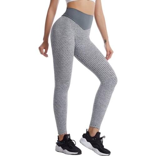 Peach Hip Jacquard Yoga Push Up Leggins Tight-fitting Fitness Sports Trousers High Waist Seamless Honeycomb Pants Women