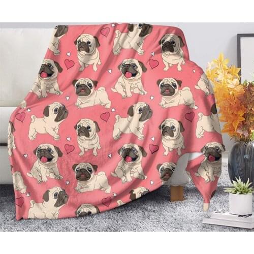 Upestory Premium Blanket Cute Animal Pug Dog Soft Warm Fall Sofa Fleece Throw Blankets School Nap Knee Blanket Quilt Adults Kids