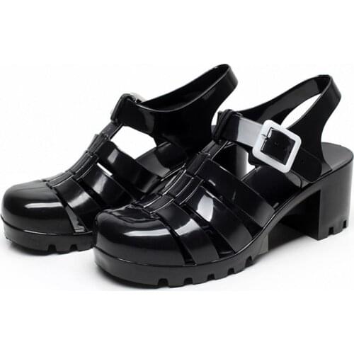 High Heel Sandals Women Transparent Plastic Summer Walking Shoes Lady Girls Breathable Casual Pumps Wrap Toe Fashion Sandals