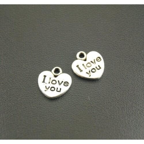 10pcs Silver Color I Love You Heart Charms Fits Bracelets Jewelry Making A643