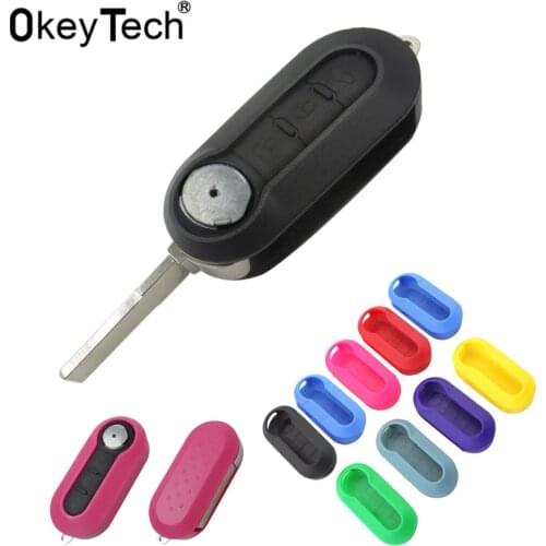 OkeyTech 3 Button Flip Folding Car Key Shell Case For Fiat 500 Punto Ducato Stilo Panda Remote Key Car Styling Keyless Entry Fob