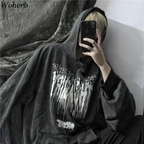 Woherb Oversized Hoodie Sweatshirt Women Men Streetwear Harajuku Vintage Washed Hooded Pullover Autumn Loose Hoodies Moletom