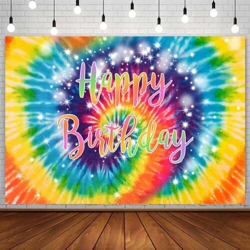 Tie-dye Rainbow Texture Backdrop Child Happy Birthday Party Invitation Photography Background Photo Studio Photozone Decor Props