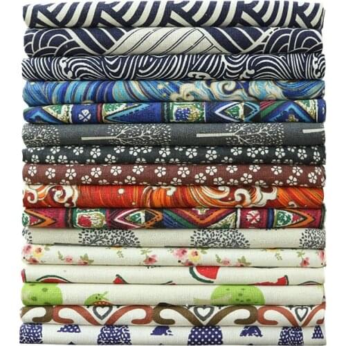 Printed Cotton Linen Fabric Comfortable Soft Tablecloth Curtain Sofa Towel Pillow Handmade Fabrics DIY Sewing Material