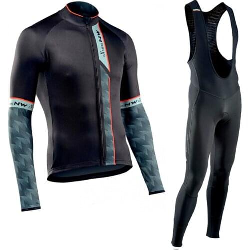 Maillot Cycliste Pro 2019 Team Cycling Jersey Long Sleeve Set Men Sportwear Outdoor Riding Bike MTB Clothing Bib Gel Pants Set