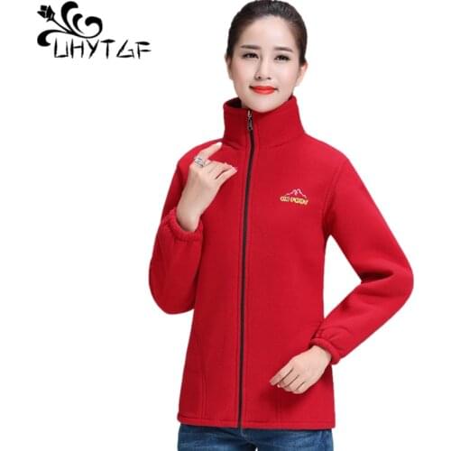 UHYTGF Autumn Sweatshirt Women Polar Fleece Winter Coat Female 5XL Plus Size Tops Oversized Hoodie Ladies Tracksuits Jacket 1582