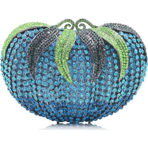 Hollow Out tomato Large Rhinestone evening bags Hardcase Women Crystal Evening Purse Wedding Party Prom Handbag Womens Bag