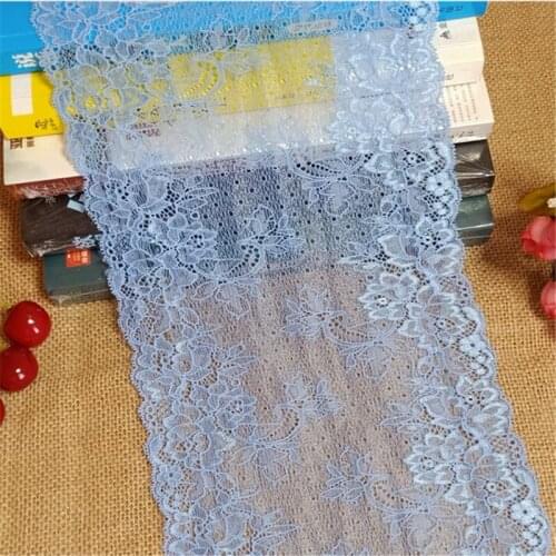 E3200 Width 18cm High Quality Blue Elastic Colorful Lace Ribbon Trims Lace Trim For DIY crafts material gift packing lace