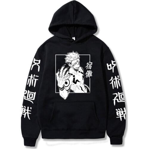 Japanese Anime Hoodies Harajuku Sukuna Graphic Men/Women Streetwear Pullover Loose Long Sleeves Warm Sweatshirt Tops