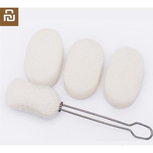 Youpin NEW Sponge cup brush stainless steel handle brush bottle glass cleaning decontamination cup brush with 3pcs Sponge Brush