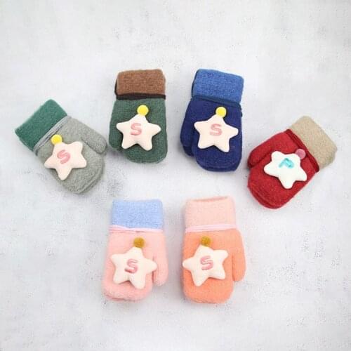 2-6 Years Children Baby Gloves And Mittens Girl Boy Winter Warm Knitted Wool Mittens Kid Girl Velvet Thick Winter Gloves For Boy