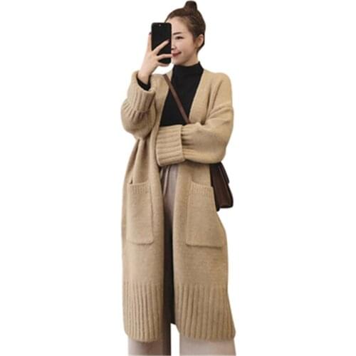 New Autumn Winter Womens Sweaters Fashion Loose Female Long Cardigans Knitted Sweaters Casual Plus Size Ladies Sweater N624