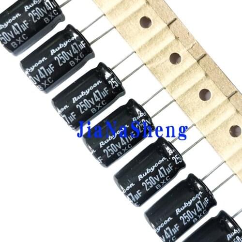 10PCS 250v47UF 12.5X20 BXC RUBYCON 105C High frequency low impedance Aluminium electrolytic capacitor