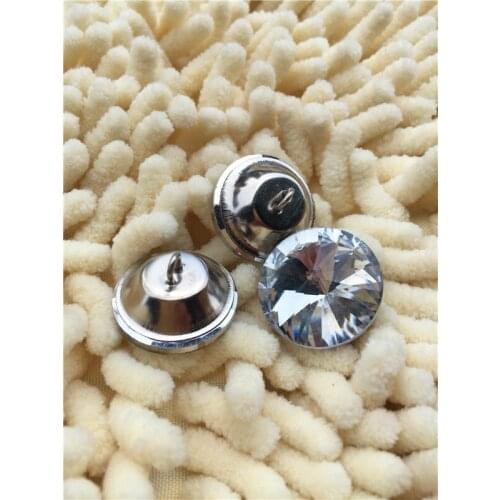 1100Pieces 25MM Transparent Tacks Crystal Glass Buttons With Metal Caps Crystal Strass Glitters On Sewing Supplies
