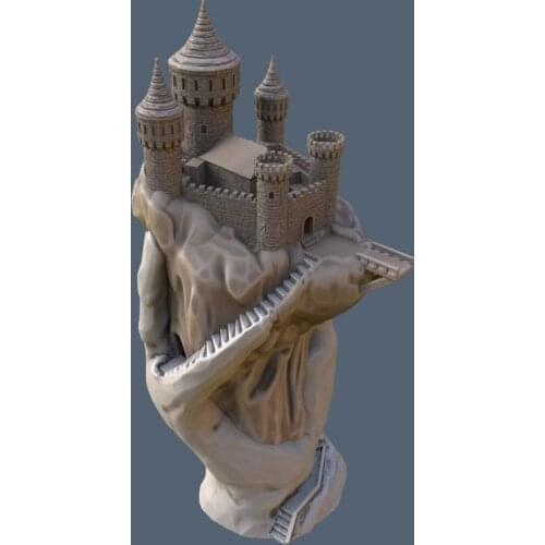 3d model building for cnc or 3d printer in STL file format -castle in hand