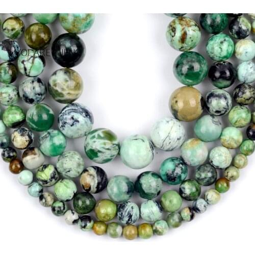 6/8/10/12mm Natural Green Variscite Round Stone Beads For Jewelry Making DIY Needlework Bracelet Necklace Charm Crafts Wholesale