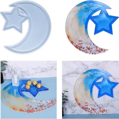 Ramadan Dessert Tray Epoxy Resin Mold Moon Star Ramadan Serving Plate Silicone Mould DIY Crafts Islam Muslim Pastry Display Hold