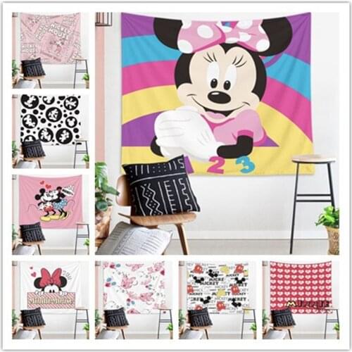 Disney Mickey minnie mouse Tapestry Wall Carpet Hanging Cartoon Tapestry Home Decor Beach Mat wall blanket 3D Bedlinen
