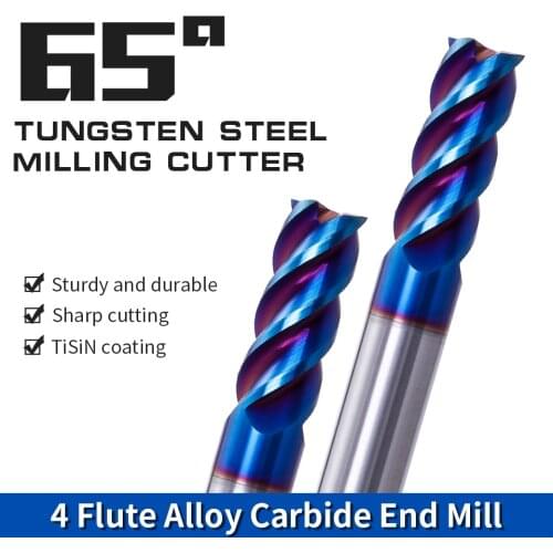 HRC65 Carbide End Mill Alloy Carbide Milling Cutter 4Flutes Tungsten Steel Face EndMills CNC Machine Cutting Tools 1mm 6mm 8mm