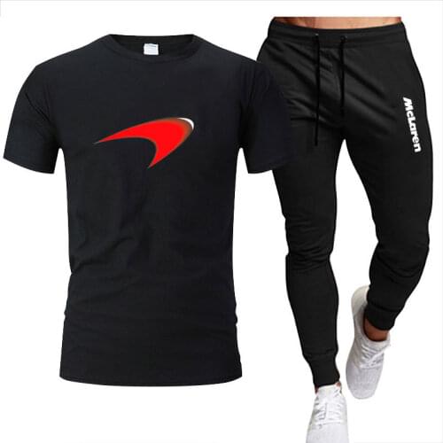2021 Fashion Casual Sportswear Summer Alphabet Print Suit Mclaren Jogging Fitness Suit T-shirt + Pants 2-Piece Set
