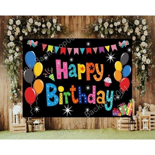 Colorful Happy Birthday Party Decorations Rainbow Banner Backdrop Large Yard Sign Child Baby Shower Backgroud Photography
