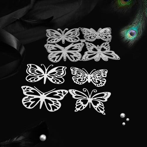 4 butterfly Metal Cutting Dies Stencil for DIY Scrapbooking Album Embossing Paper Cards Making Decorative Crafts Die Cuts