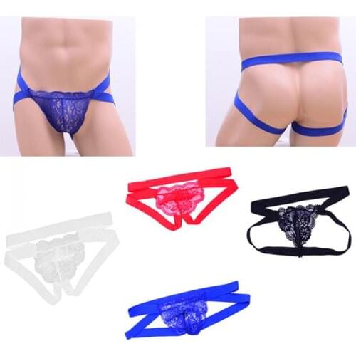 Mens Jockstrap Supporter Bikini Briefs Bulge Pouch Open Butt Underwear