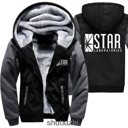Hot Sale Hoodies Men Winter Warm Thicken Sweatshirt S.T.A.R. STAR labs Print Fashion Streetwear Jacket For Male Coat Hoody