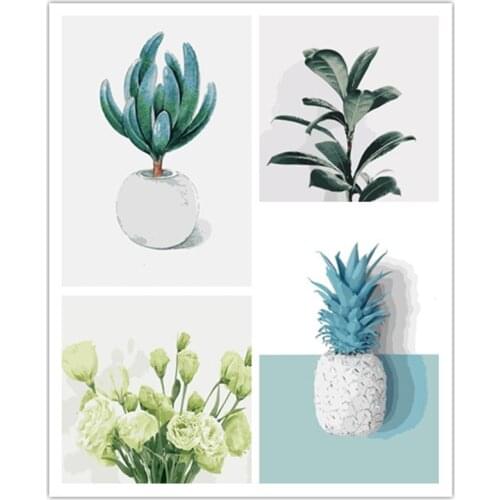 Frame Plant Leaf DIY Painting By Numbers Landscape Handpainted Oil Painting Modern Home Art Canvas Colouring 40x50cm