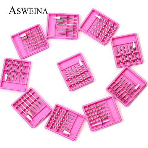 6pcs Eletric Nail Drill Set Rotary Diamond Ceramic Corundum Milling Cutter Manicure Machine Bits Cuticle Remover Tools Accessory