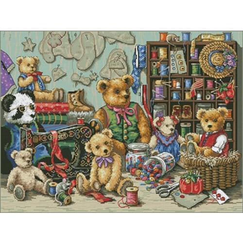 The little bear family patterns counted 11CT 14CT 18CT Cross Stitch Sets DIY Chinese Cross-stitch Kits Embroidery Needlework