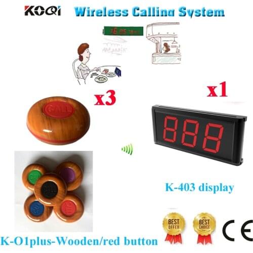 Table Buzzer Bell System Fashion Design For Good Signal Of Display With Colorful Call Button In 433.92(1 Display+3 Call Button)