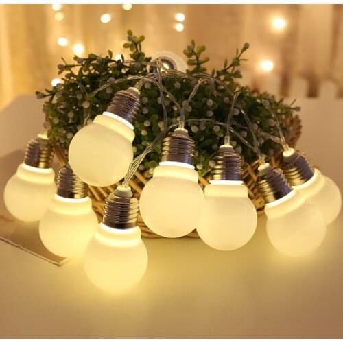 New Year Ins Popular Led Lamp String Big Ball Bulb Colored Christmas Decoration Room Light Tree Battery-operated Garland Party