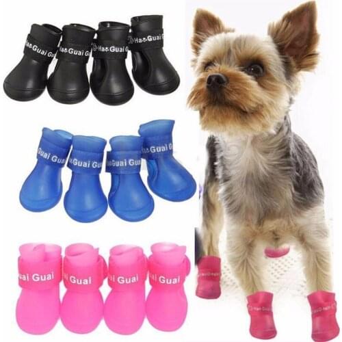 Wholesale Summer Candy Color Pet Dog Rubber Shoes Rain Boots Non-slip Silica Gel Pet Boots Rain Shoes