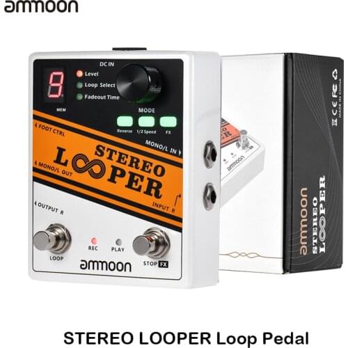 Ammoon STEREO LOOPER Loop Record Guitar Effect Pedal 10 Independent Loops Max10min RecordingTime Guitar Pedal Guitar Accessories