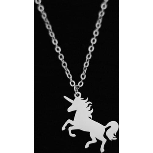 Drop Shipping Fashion Stainless Steel Necklace Unicorn Pendant Necklace Statement Jewelery Cute Animal Necklace Personality Gift