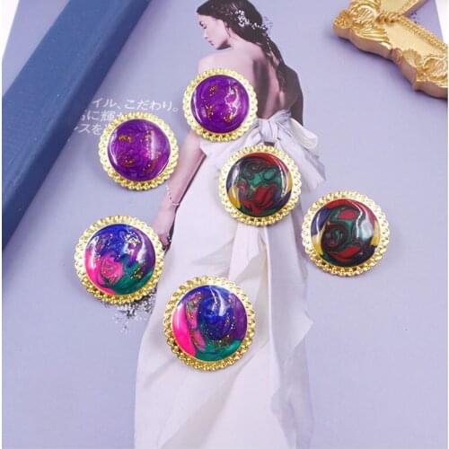 Retro enamel gilt enamel earrings metal lace earrings