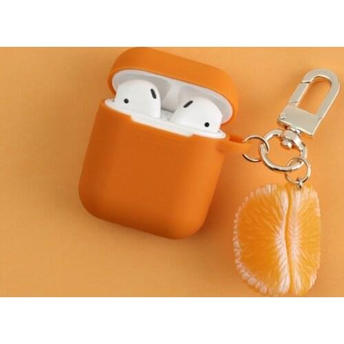 Orange Silicone Case for Apple Airpods Bluetooth Wireless Earphone Accessories Air pods Headset Headphone Protective Cover