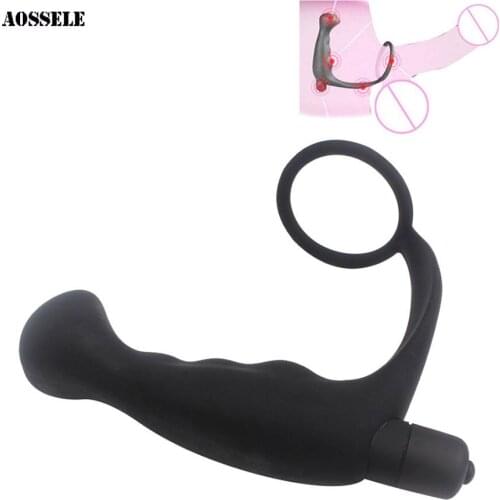 Silicone Male Prostate Massager Vibrator Cock Ring Anal Plug Masturbator Men Climax Anal Sex Toys For Men Gay Butt Plugs