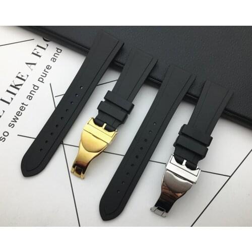 20mm 22mm watchband Black Waterproof Silicone Rubber Replacement Wrist Watch Band Strap Silver Gold Clasp For Tudor strap