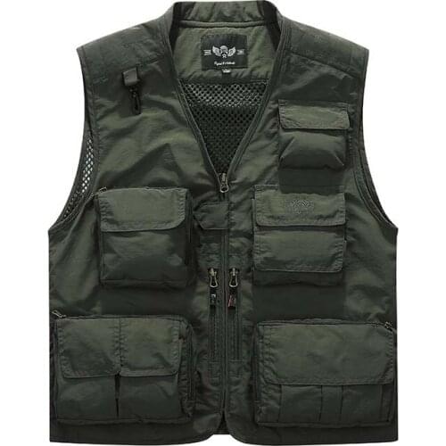 Spring Summer Fashion Mesh VEST With Many Pockets Men Casual Waistcoat Stand Collar Tactical Military Sleeveless Jackets OUTWEAR