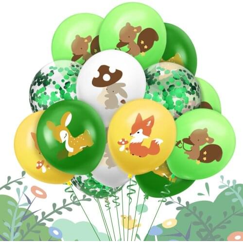 10pcs Woodland Animal Balloon Squirrel Fox Rabbit Confetti Balloon Woodland Theme Birthday Party Decoration Baby Showers Supples