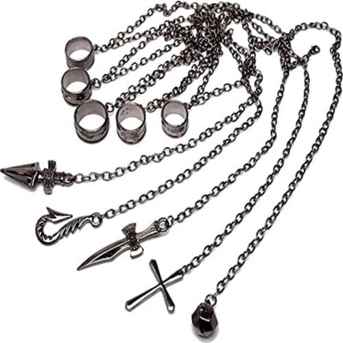 High QUALITY Cartoon Hunter x Hunter Kurapika cosplay costume prop metal ring Accessories alloy fashion pendant chain figerrings