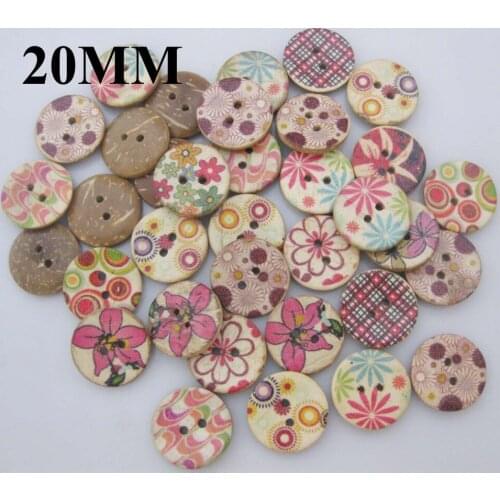 WBNVGS Painted coconut buttons 20MM Round 2 holes 50pcs randomly Brand button sewing accessories