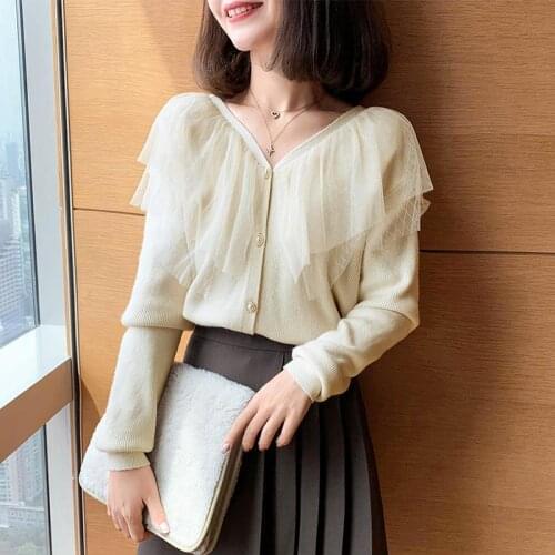 2020 Winter New Female Cardigan Fashion Temperament V-Neck Long-Sleeved Top Warm Retro Sweater