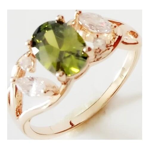 New Arrival Women Rings 585 Rose Gold Color Ring Engagement Jewelry New Top Fashion Green Cubic Zircon Women Wedding Ring