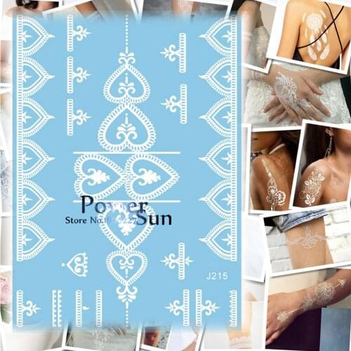 1PC Hot Women Jewelry Tattoo Waterproof White Color Body Art Flash Tattoo Hand Arm Chain Temporary Tattoo Sticker Bracelet PJ215