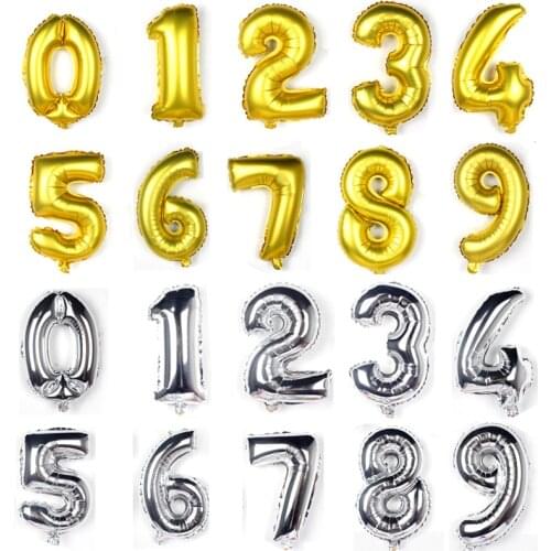 16/32/40 inch Number Foil Balloons Big Size Colourful Digit Wedding Party Happy Birthday Decoration Balloons