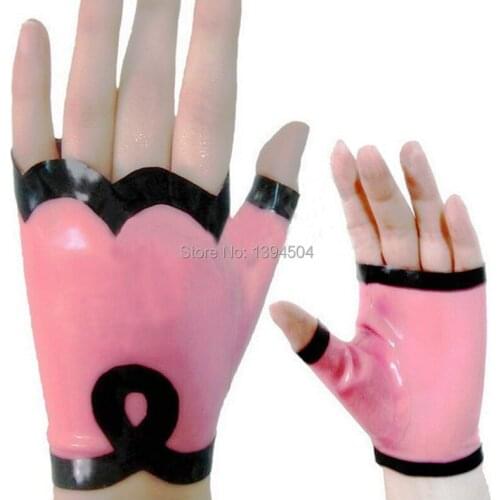 2017 Hot Rushed new Hot Sexy handmade Latex spliced Gloves with no fingers Women Zentai Sexy Fetish Free Shipping