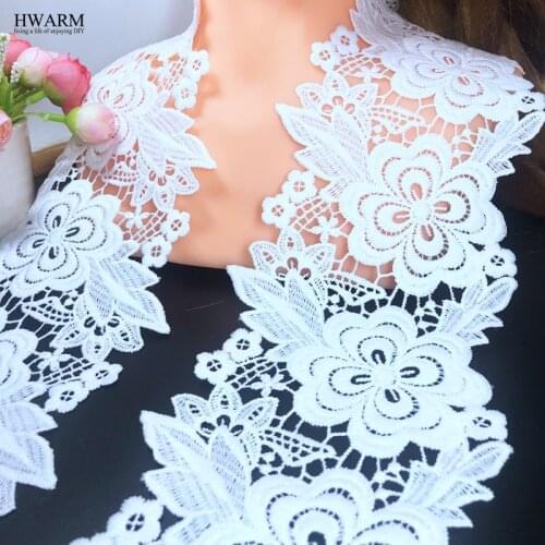 5yard 11.3cm white leaf flower african lace fabric ribbon arts craft sewing fabric DIY handwork wedding arts craft sewing trim